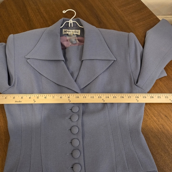 Dusty Blue Nicole Taylor Woman's Wool Suit Size 12 - Picture 12 of 16
